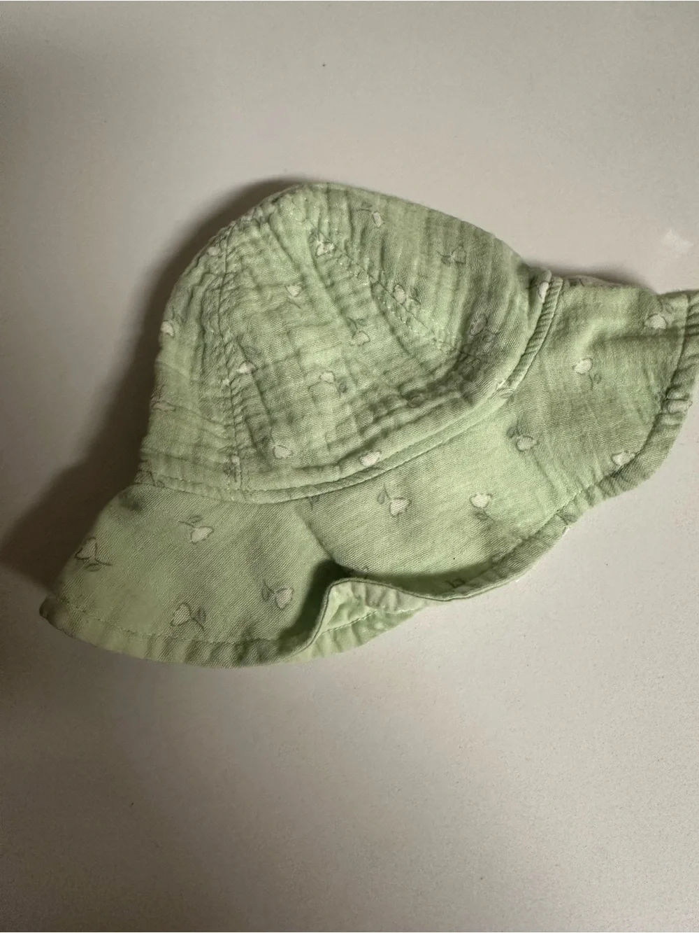 Carter's Mint Green Newborn Bucket Hat with White Flower Print
